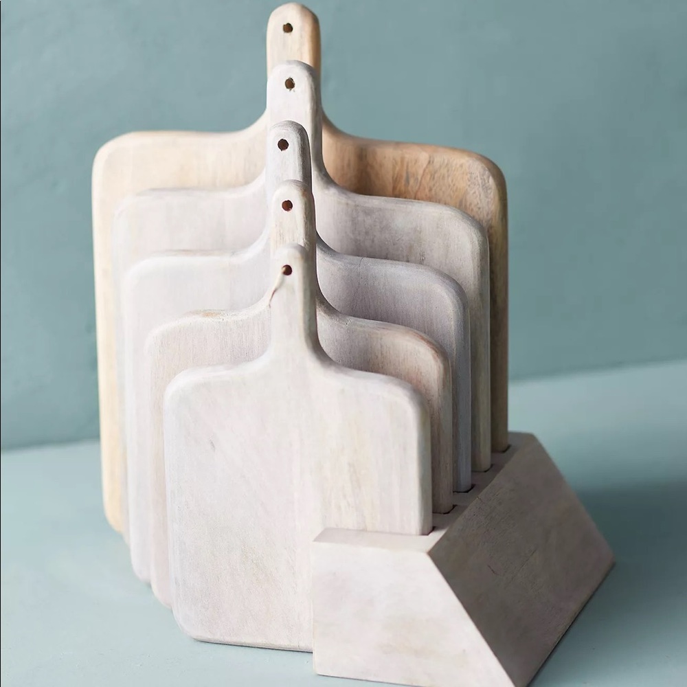 Anthropologie BRAND NEW, Gray Washed Serving Boards Set of 5